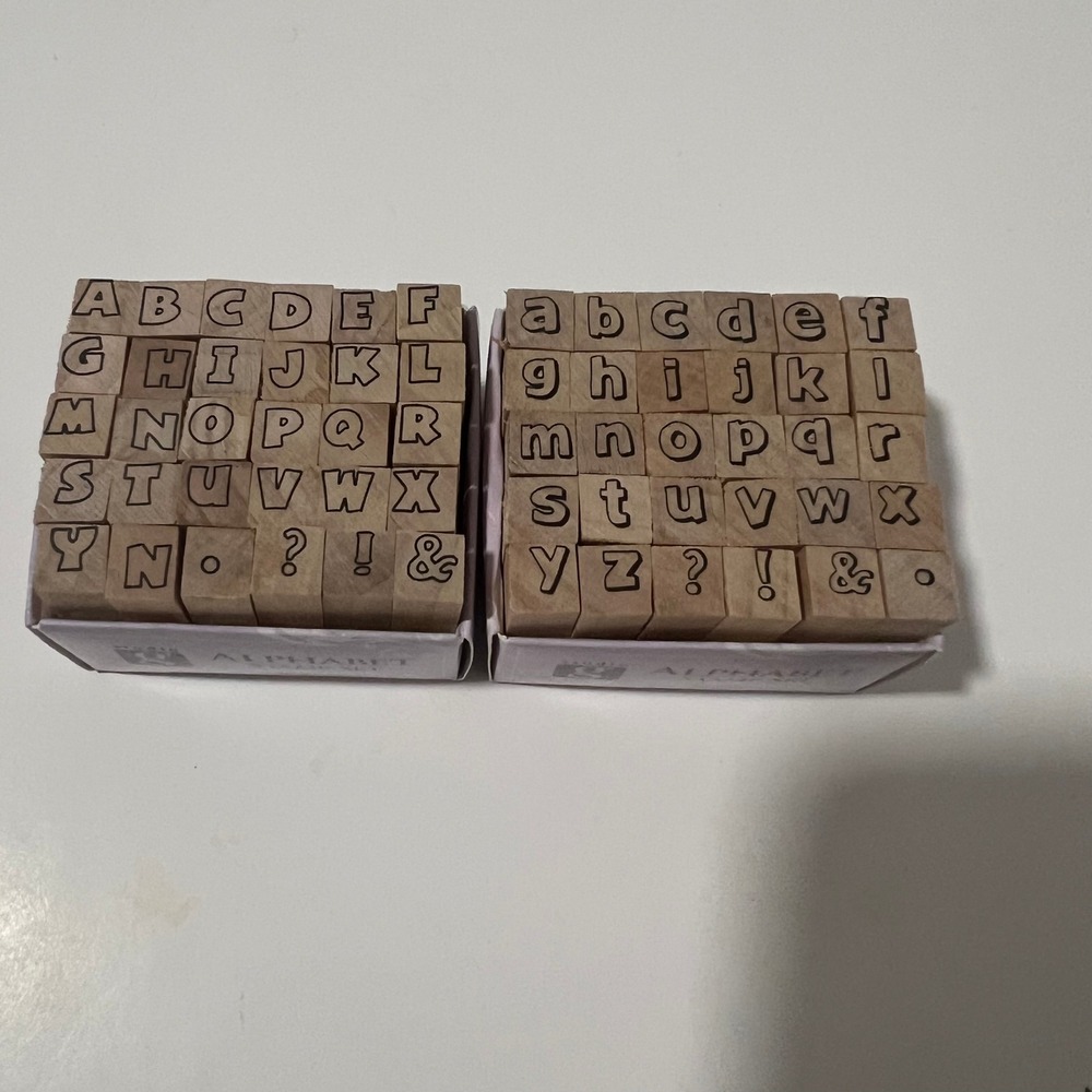 Studio G Alphabet Stamp Set 60pc Wood Rubber Uppercase Lowercase Letters mini